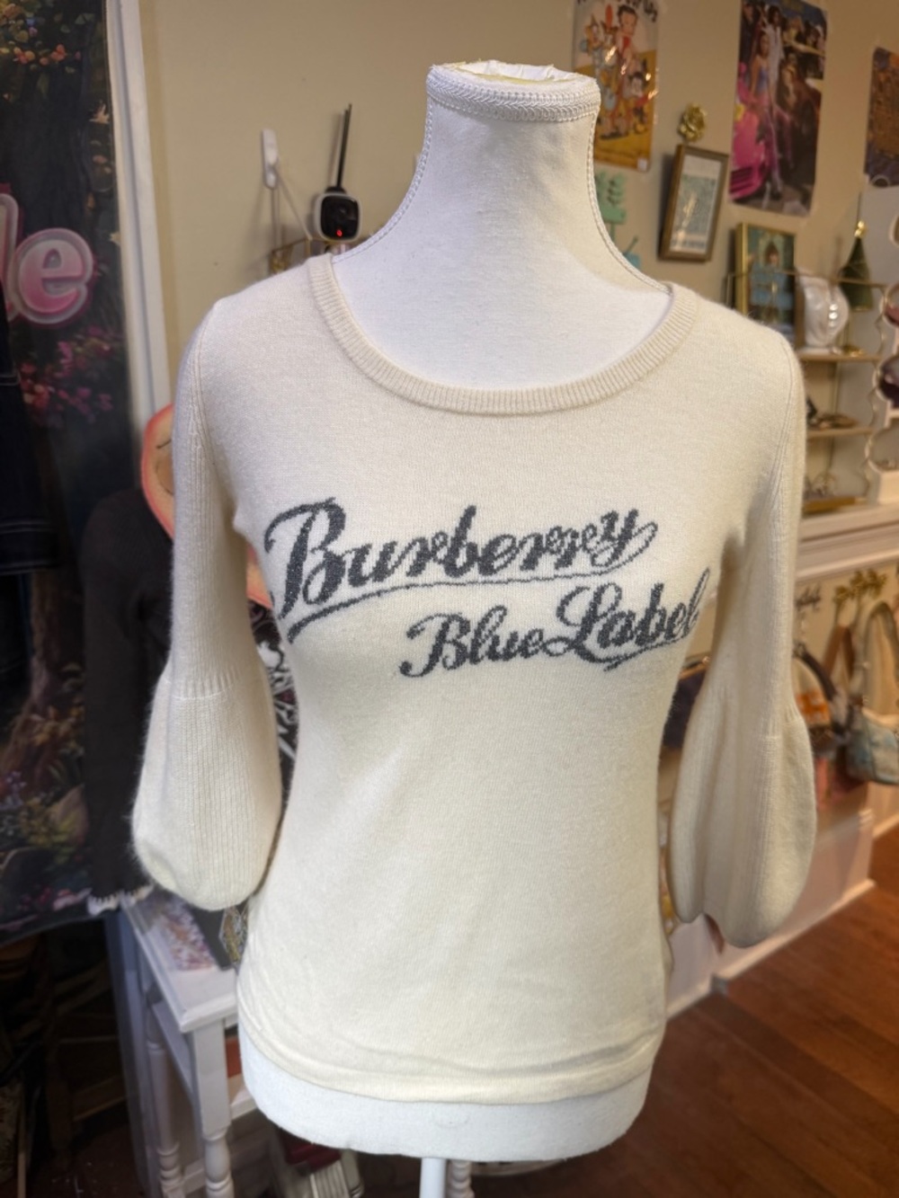 Cream Burberry Knit Sweater